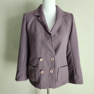 Vintage Marie France 100% Wool Blazer Womens Small Lilac‎ Mauve 60s 70s Jacket